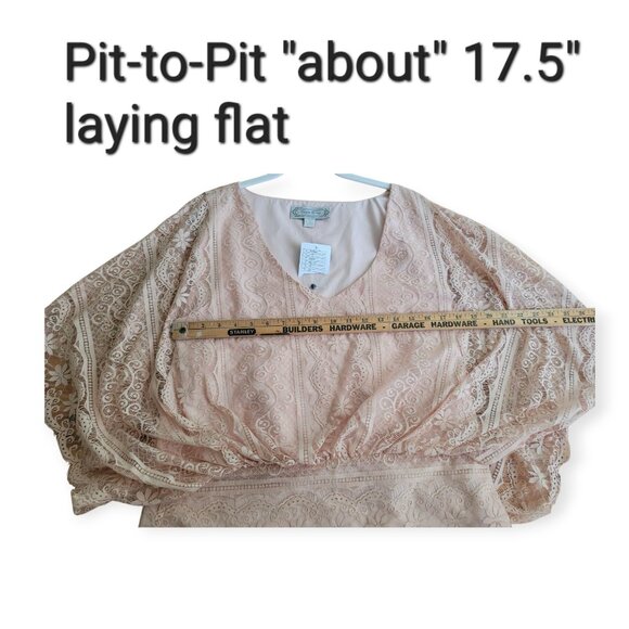 Anthropologie Beyond Vintage Peach Tea Lace Blouse Kimono Sleeve NWT Size L - Picture 14 of 16